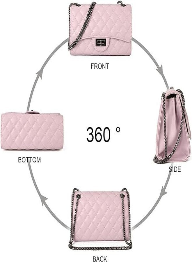 KRIFTY Quilted Crossbody Handbag with Chain Strap, Diamond Pattern, Metal Turn Lock For Women's/Girls (Purple) - Image 5